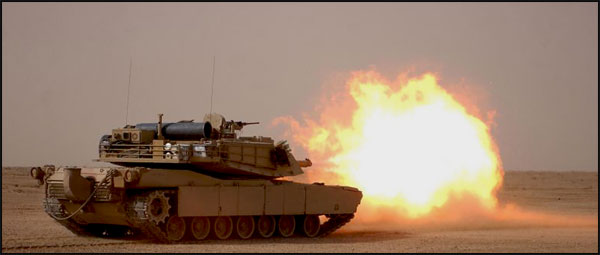 M1A1 Abrams firing APFSDS round.