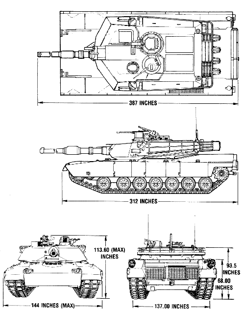 M1A2 Abrams measurements