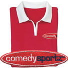 ComedySportz - Ladies Split Placket Sport Shirt. L442 (Red/White)