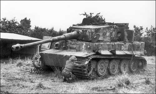 Tiger I, late model, destroyed. Normandy, 1944.